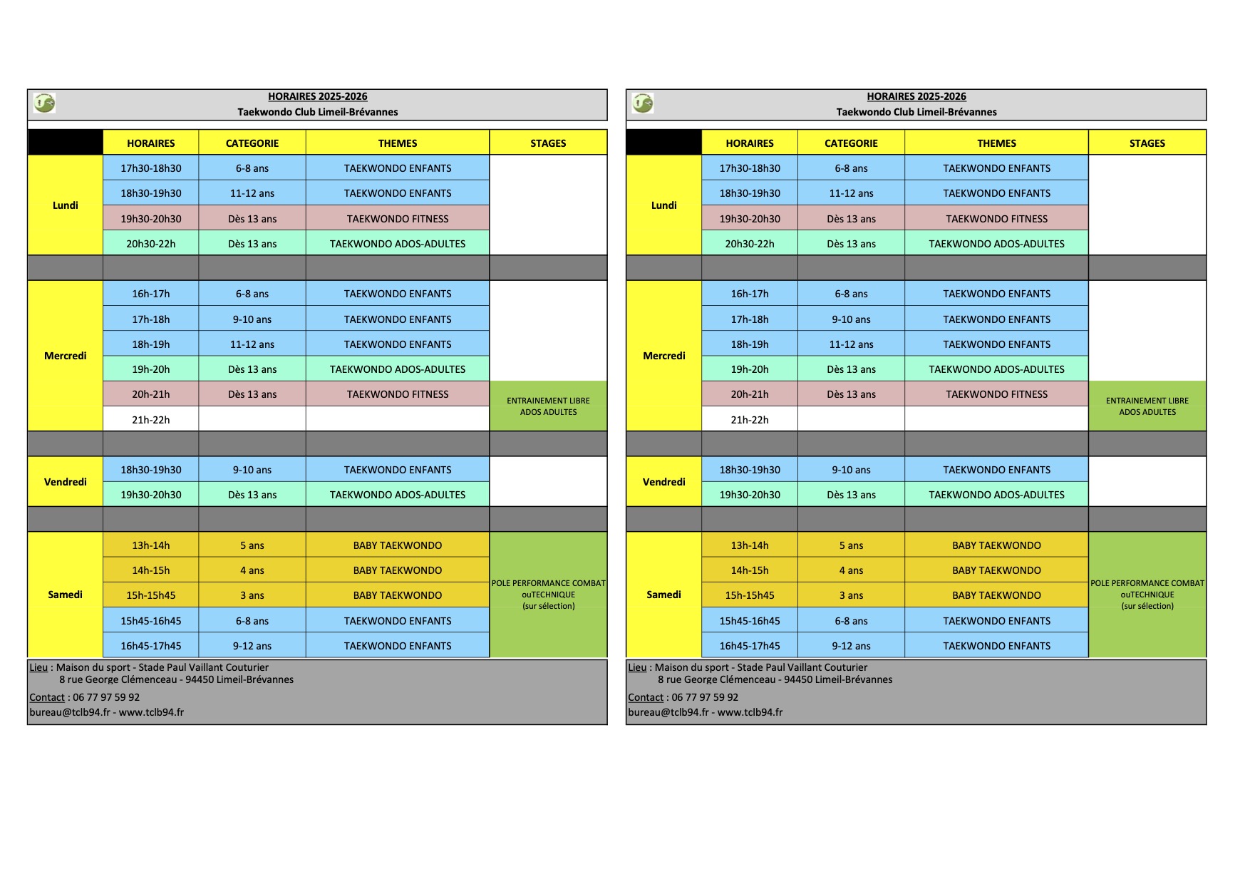 Horaires TCLB_2025-2026